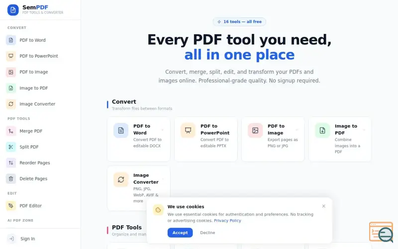 Screenshot of SemPDF