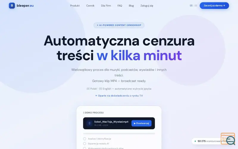 Screenshot of Bleeper.eu - Automated AI censoring