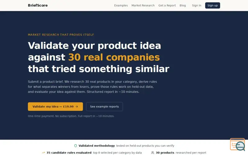 Screenshot of BriefScore
