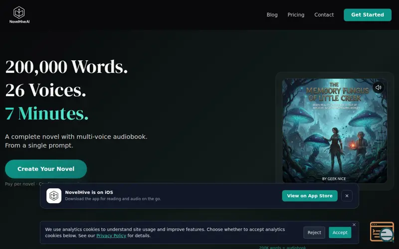 Screenshot of NovelHive AI