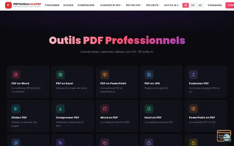 Screenshot of PDFOnlineLovePDF