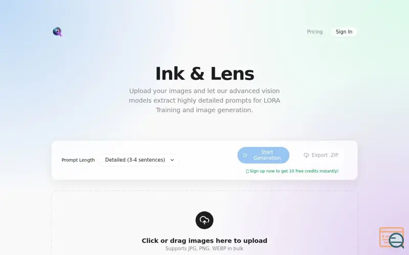 Screenshot of Ink and Lens
