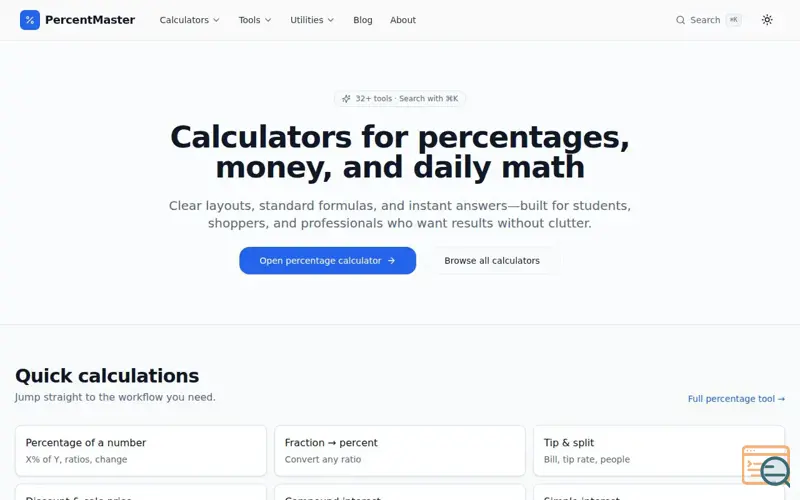 Screenshot of PercentMaster