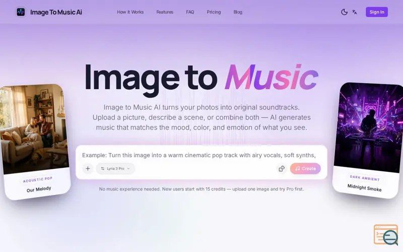 Screenshot of Image to Music AI