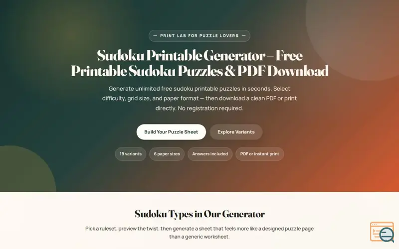 Screenshot of Sudoku Printable