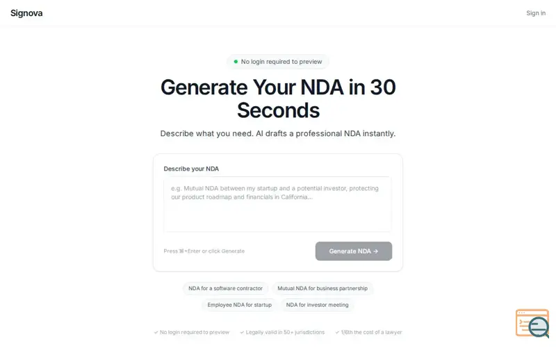 Screenshot of Signova.ai