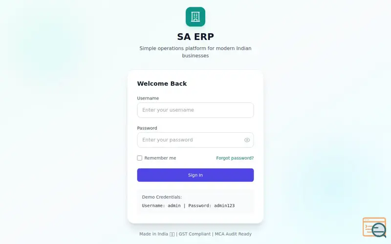 Screenshot of SA ERP