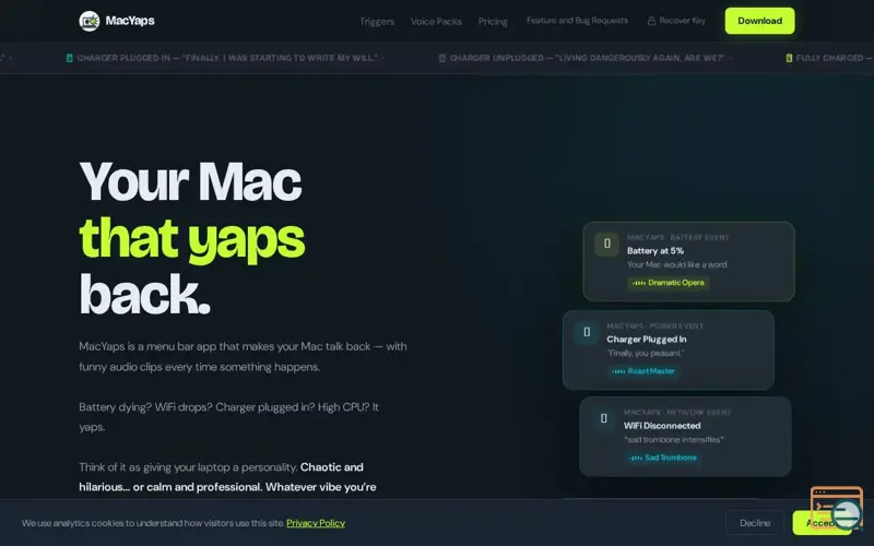 Screenshot of MacYaps