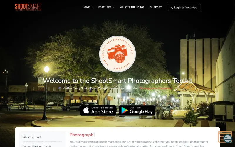 Screenshot of ShootSmart — photographers toolkit app