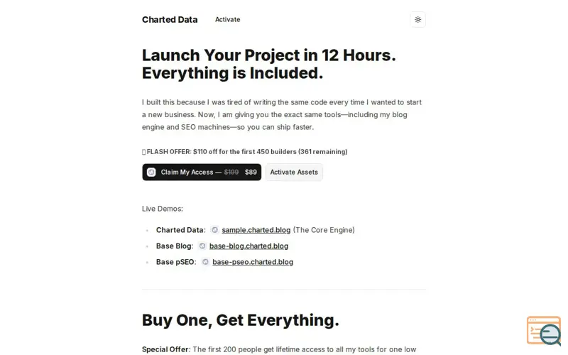 Screenshot of Charted Data