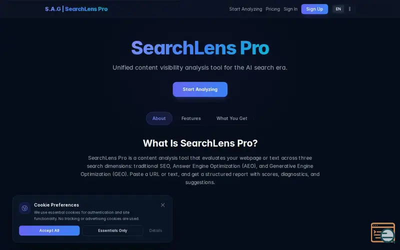 Screenshot of SearchLens Pro