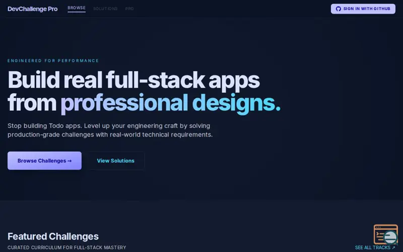 Screenshot of DevChallenge Pro