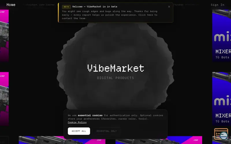 Screenshot of VibeMarket