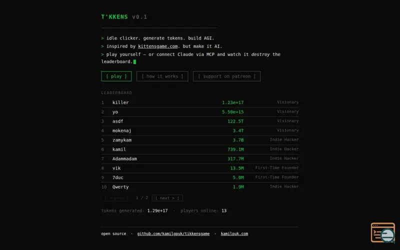 Screenshot of T'kkens