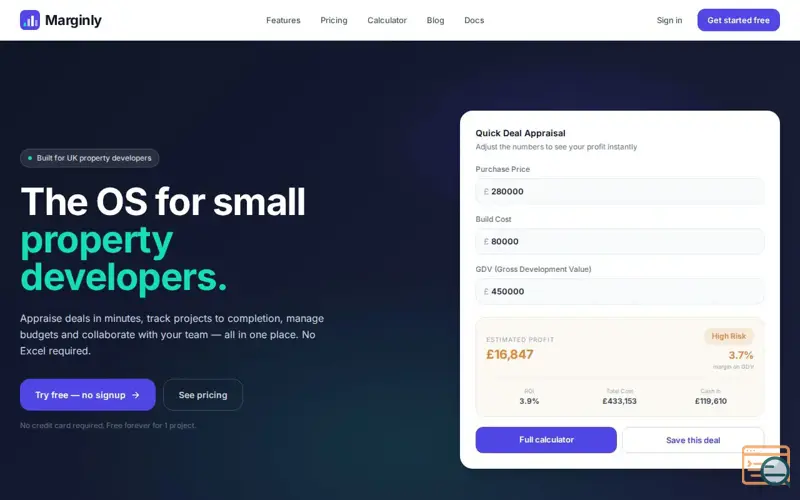 Screenshot of Marginly