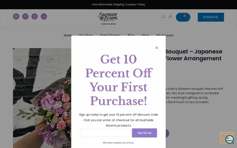 Screenshot of Sakura Luxe Cherry Blossom Bouquet