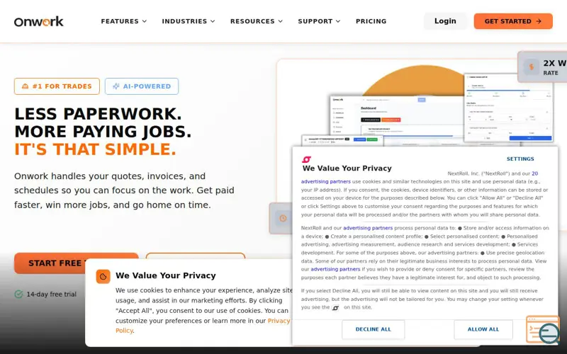Screenshot of Onwork