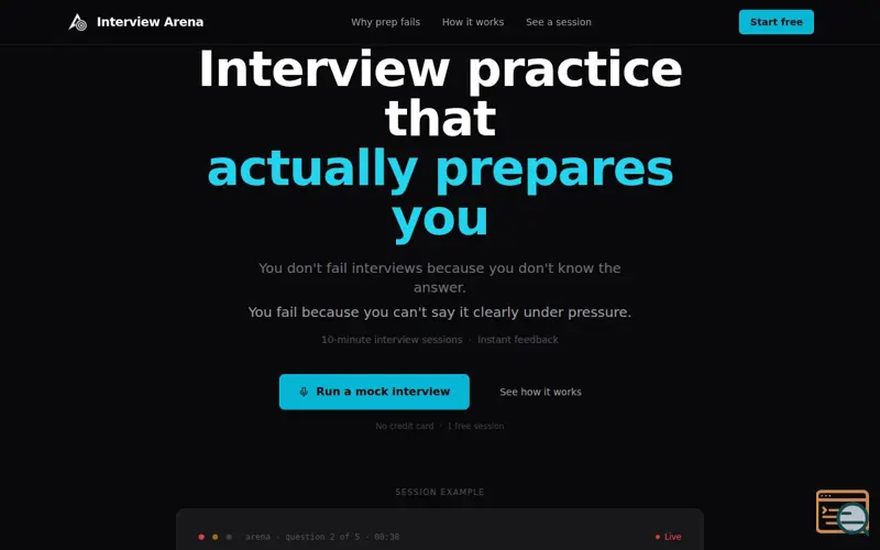 Screenshot of Interview Arena