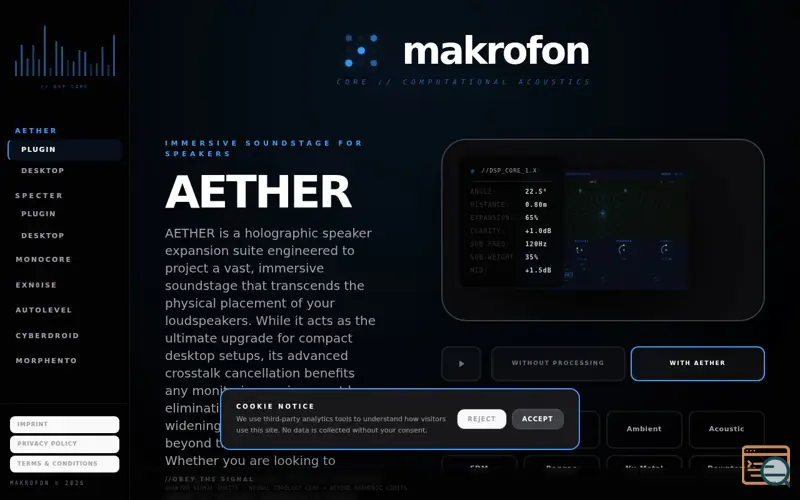 Screenshot of AETHER DESKTOP