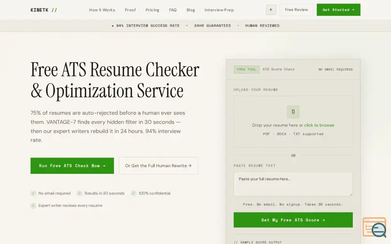 Screenshot of KINETK