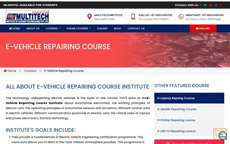 Screenshot of Multitech Institute