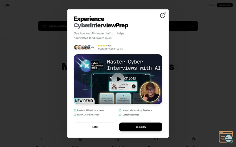 Screenshot of CyberInterviewPrep.com