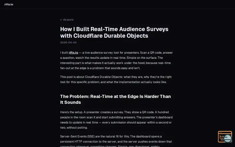 Screenshot of Real-time surveys via QR code, built with Cloudflare Durable Objects