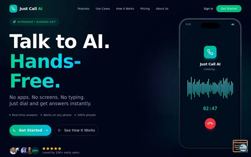 Screenshot of Just Call AI