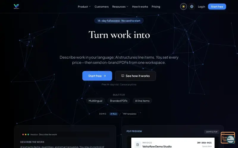 Screenshot of Veltoflow