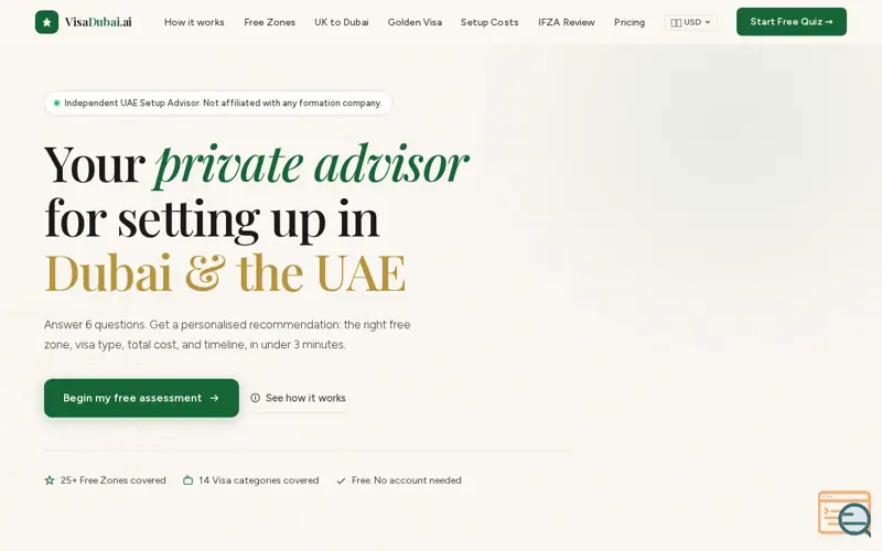 Screenshot of VisaDubai.ai