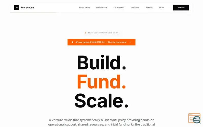 Screenshot of WorkHouse — Build. Fund. Scale.