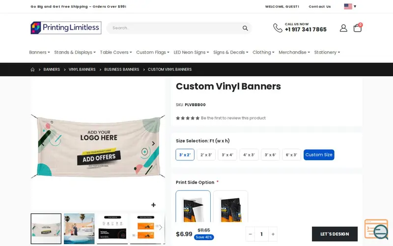Screenshot of Custom Vinyl Banners