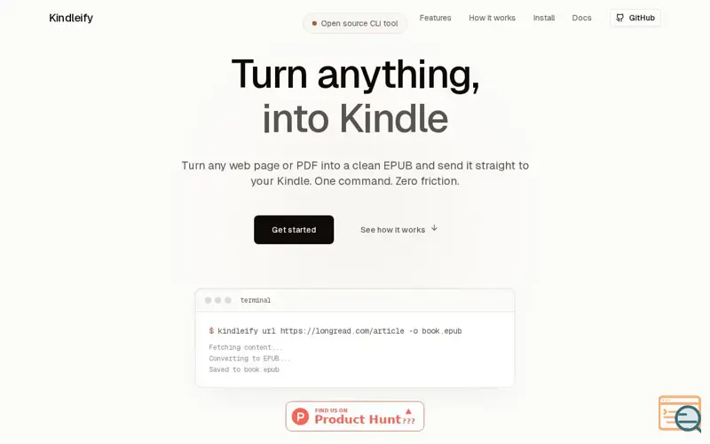 Screenshot of Kindleify