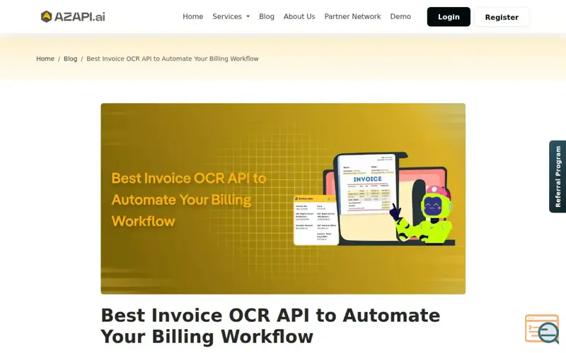 Screenshot of Invoice OCR APIs for Billing Automation