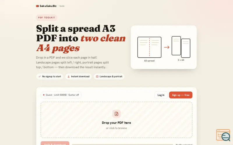 Screenshot of SakuSakuBiz A3 split