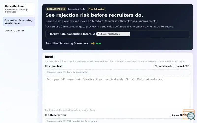 Screenshot of RecruiterLens
