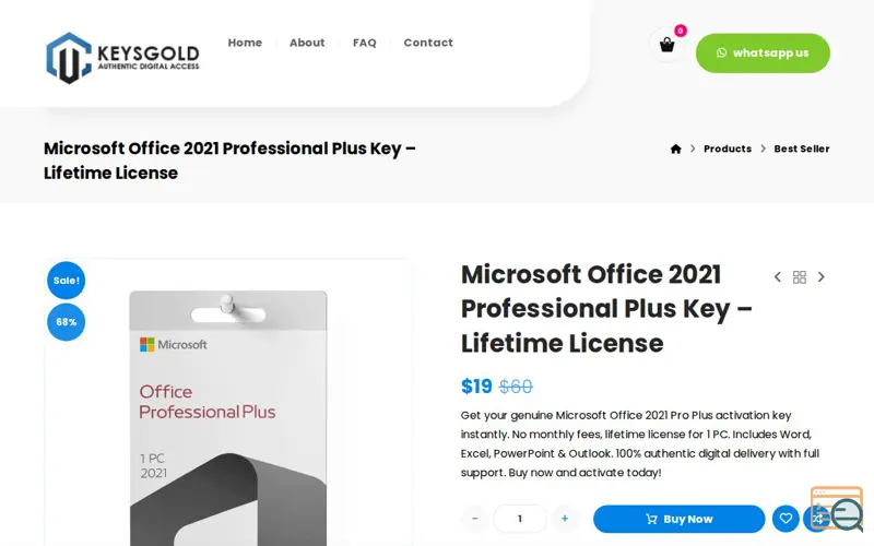 Screenshot of Lifetime License – keysgold.com