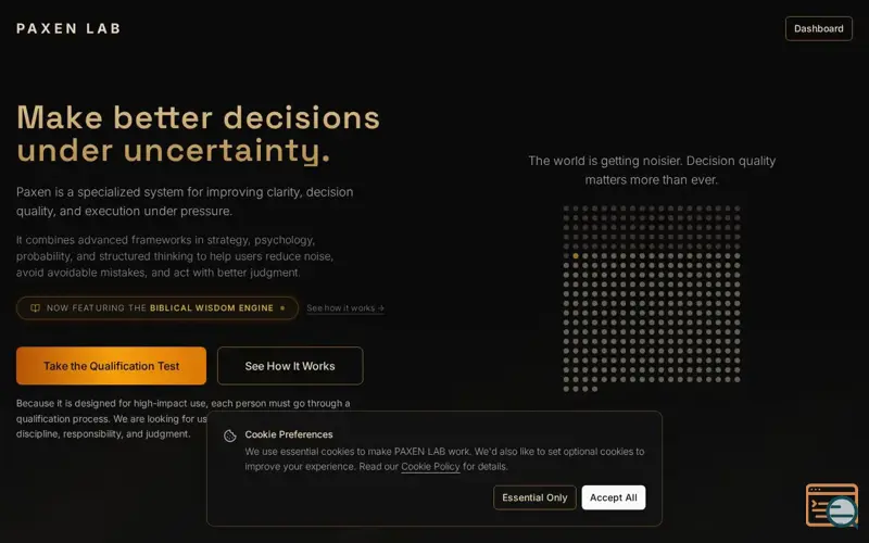 Screenshot of PAXEN LAB — Decision Operating System