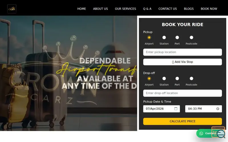 Screenshot of Airport Transfer Services in Crown Carz 