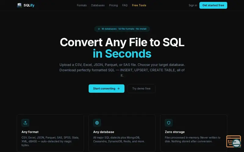 Screenshot of SQLify - tool which makes data jobs easy