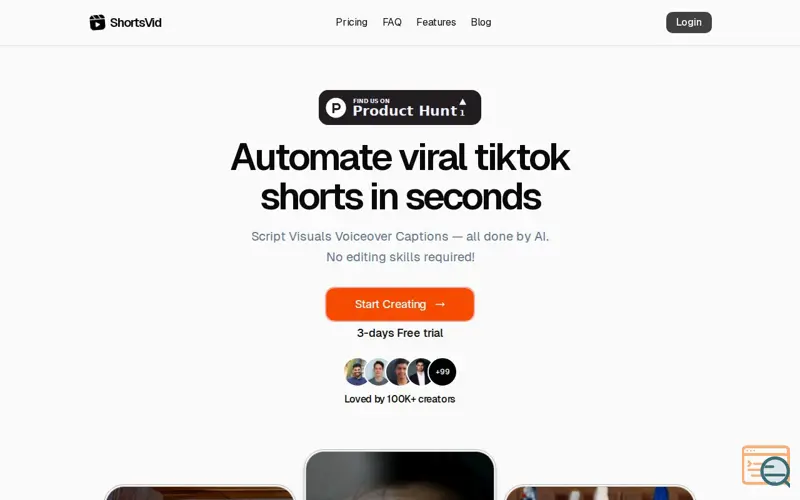 Screenshot of ShortsVid