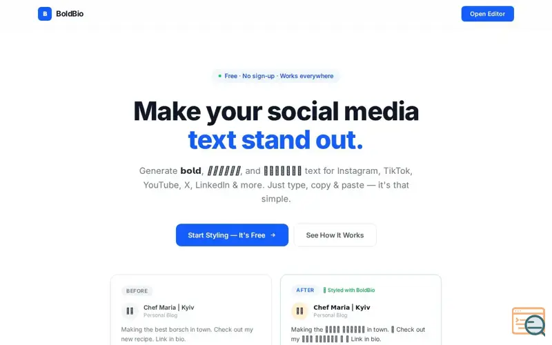 Screenshot of BoldBio