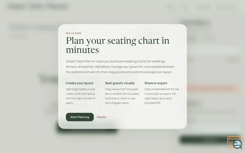 Screenshot of Simple Table Planner