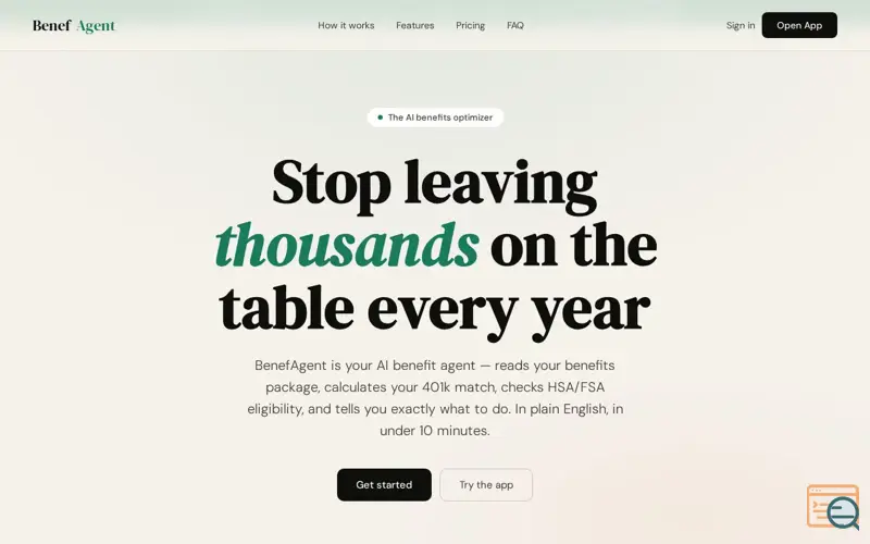 Screenshot of BenefAgent