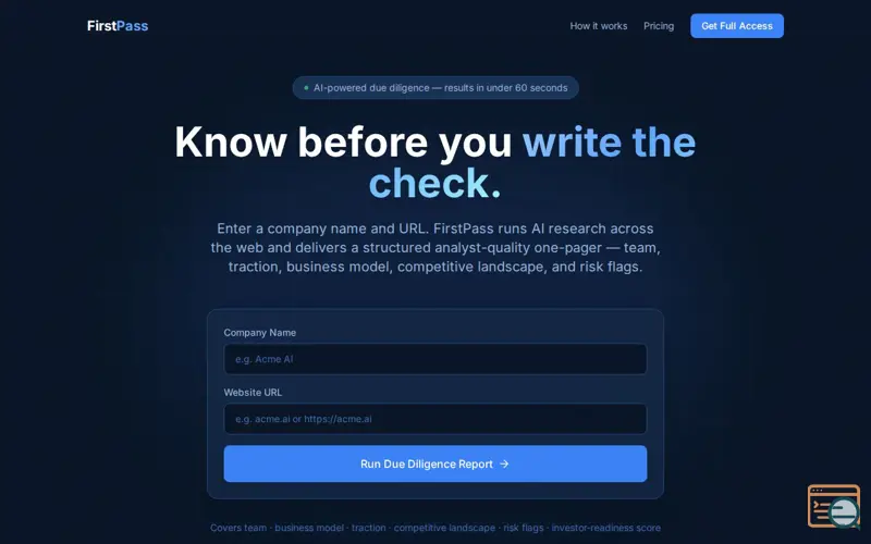 Screenshot of First Pass