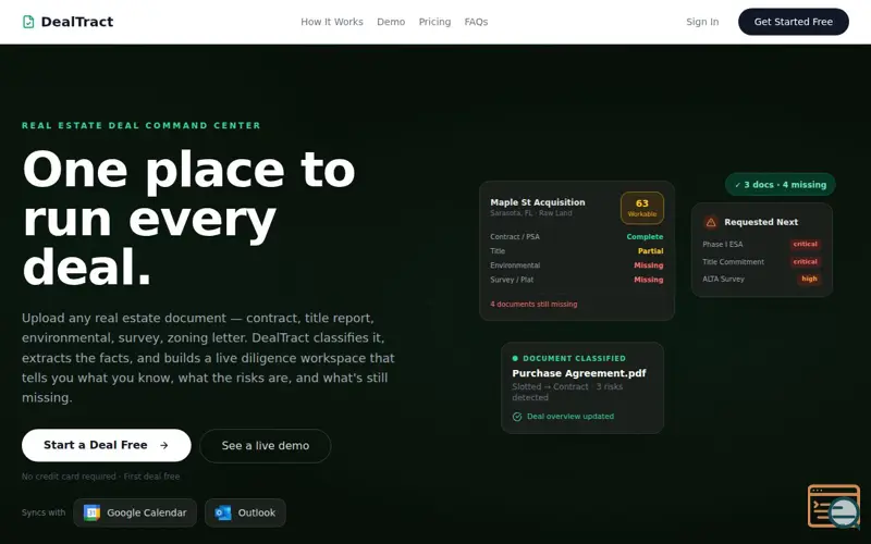 Screenshot of DealTract