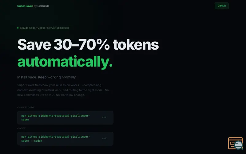 Screenshot of Super Saver: Save AI Tokens Automaticaly