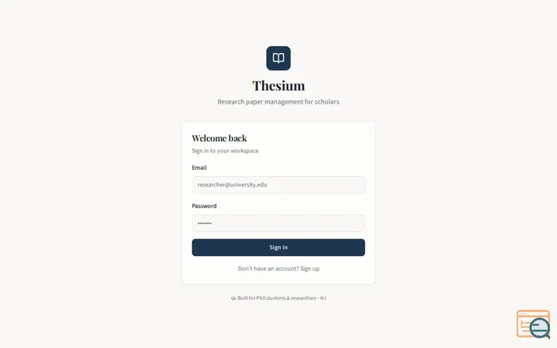 Screenshot of Thesium — Research Paper Management