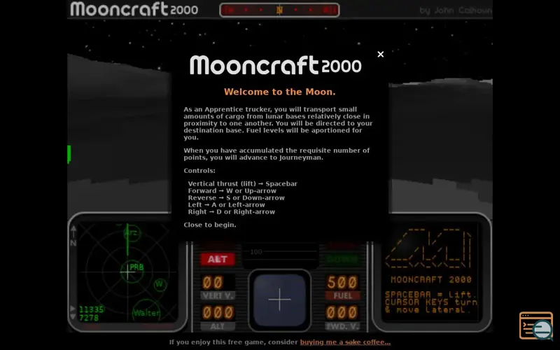 Screenshot of Moon simulator game, ray-casting