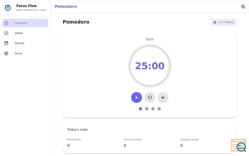 Screenshot of Focus Flow — Free Productivity Tools